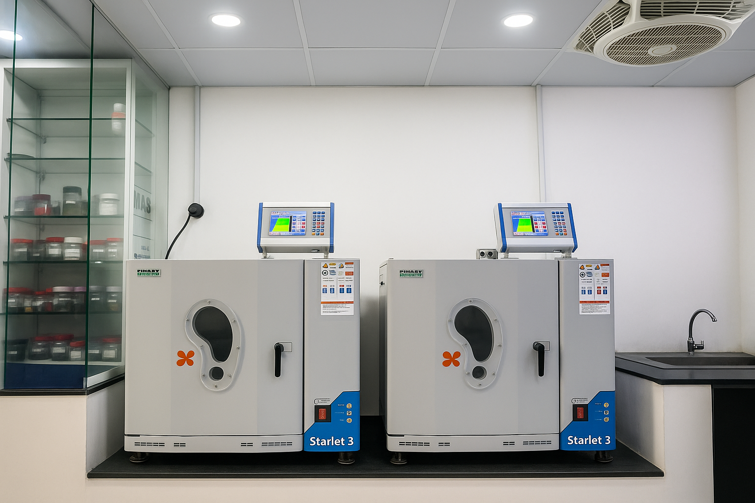 R&D lab with testing equipment and sample prototypes